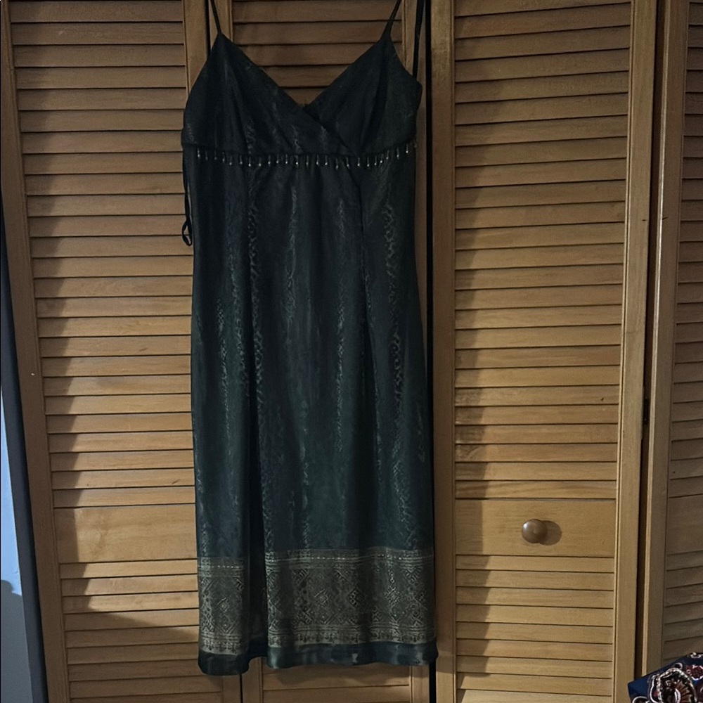 La Belle Green Slip Dress Sleeveless Midi Cocktail